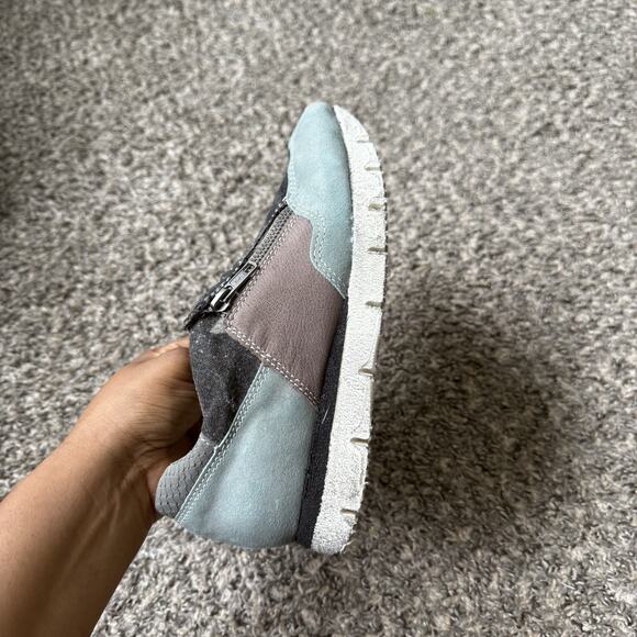 OTBT Sewell 6.5 M Sneakers Shoe Leather Fabric Zip Slip-on Athleisure Camo Blue - Picture 4 of 10